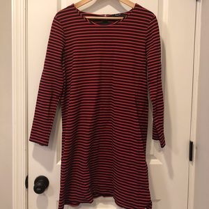 Madewell Long Sleeved Striped Ponte Sheath Dress